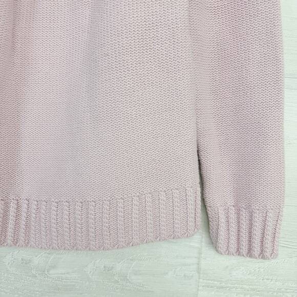 Talbots Knit Sweater Women Medium Embroidered Light Pink Preppy Coquette Crew - Picture 5 of 14